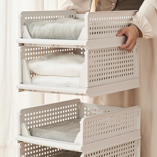 4pcs white stackable wardrobe - 4pcs,