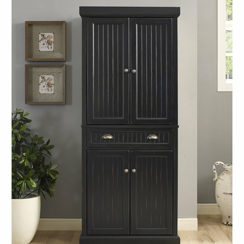 Black wooden kitchen pantry - kitchen,
