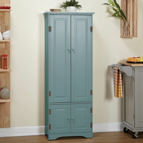Blue wood pantry storage - blue,