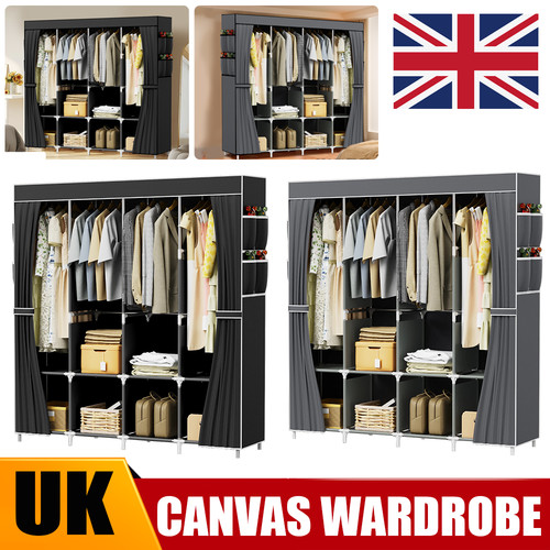 Large canvas fabric wardrobe - canvas,
